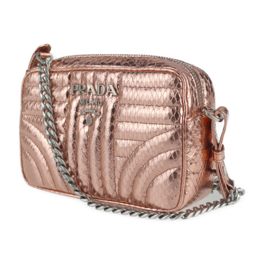 Prada Python Pink Leather Shoulder Chain Bag Impu… - image 1